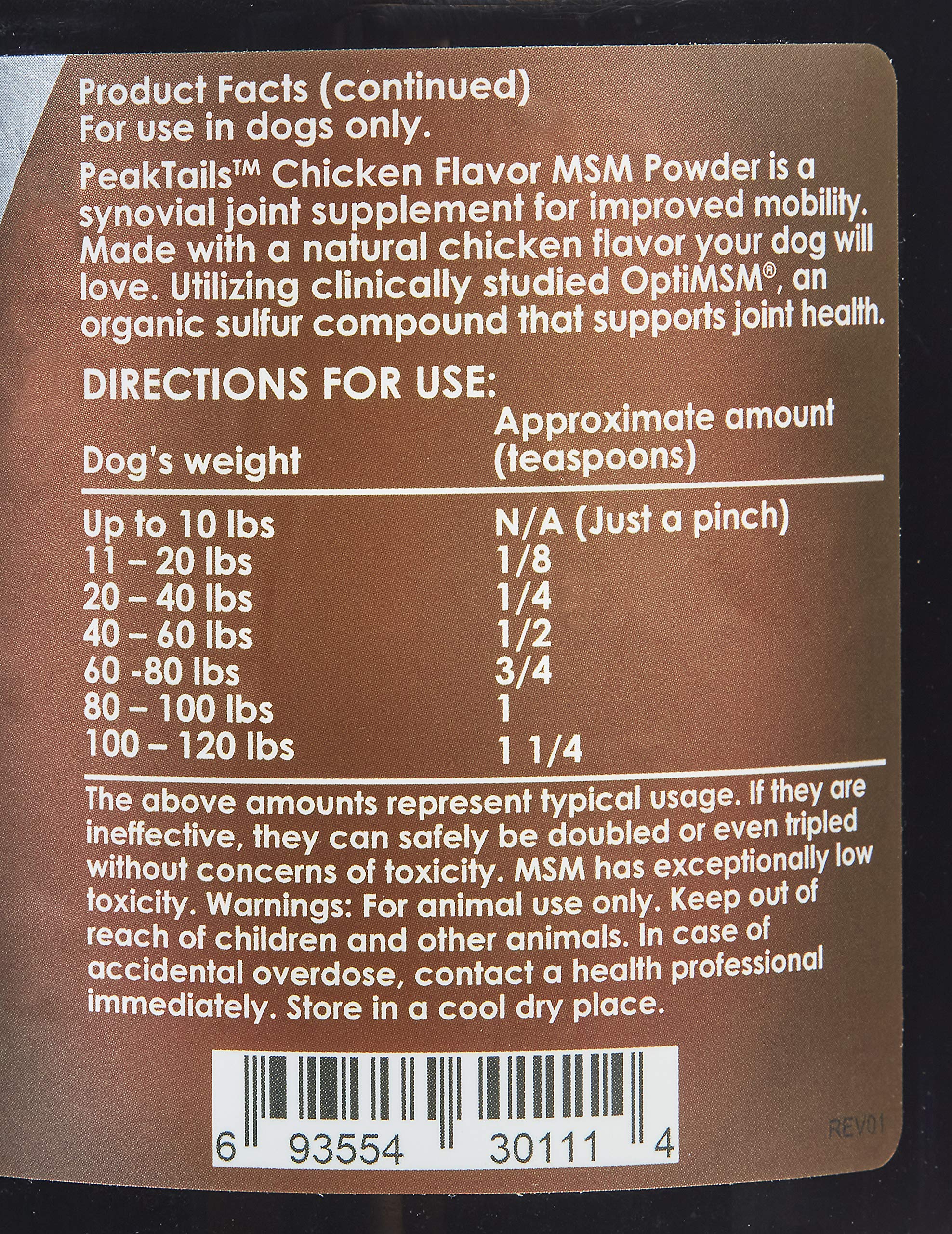 KALA HEALTH PeakTails MSM, polvo, se mezcla fácilmente con la comida para uso diario.