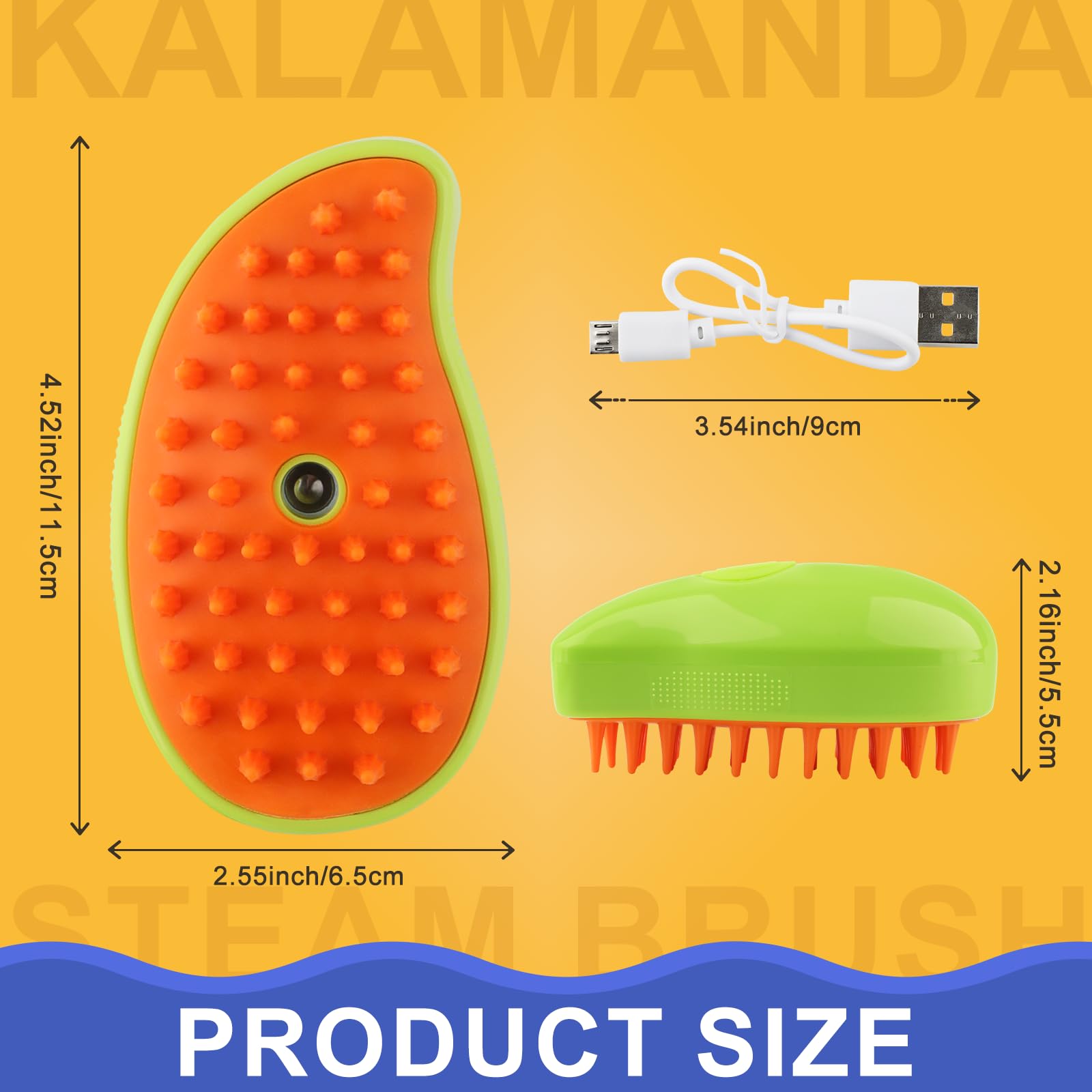 KALAMANDA cepillo vapor para gatos en mango verde, ideal para acicalar suavemente.