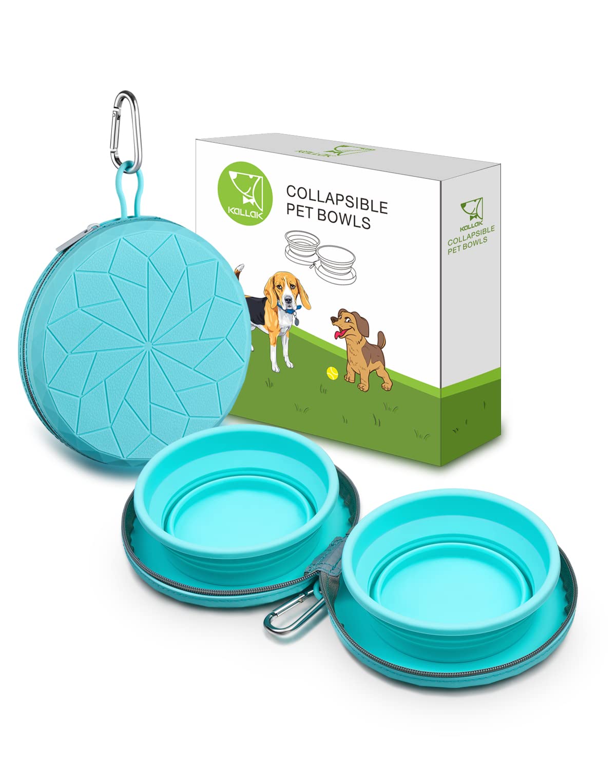 KALLAK tazones gemelos de silicona colapsables para viajar, fácil almacenamiento.