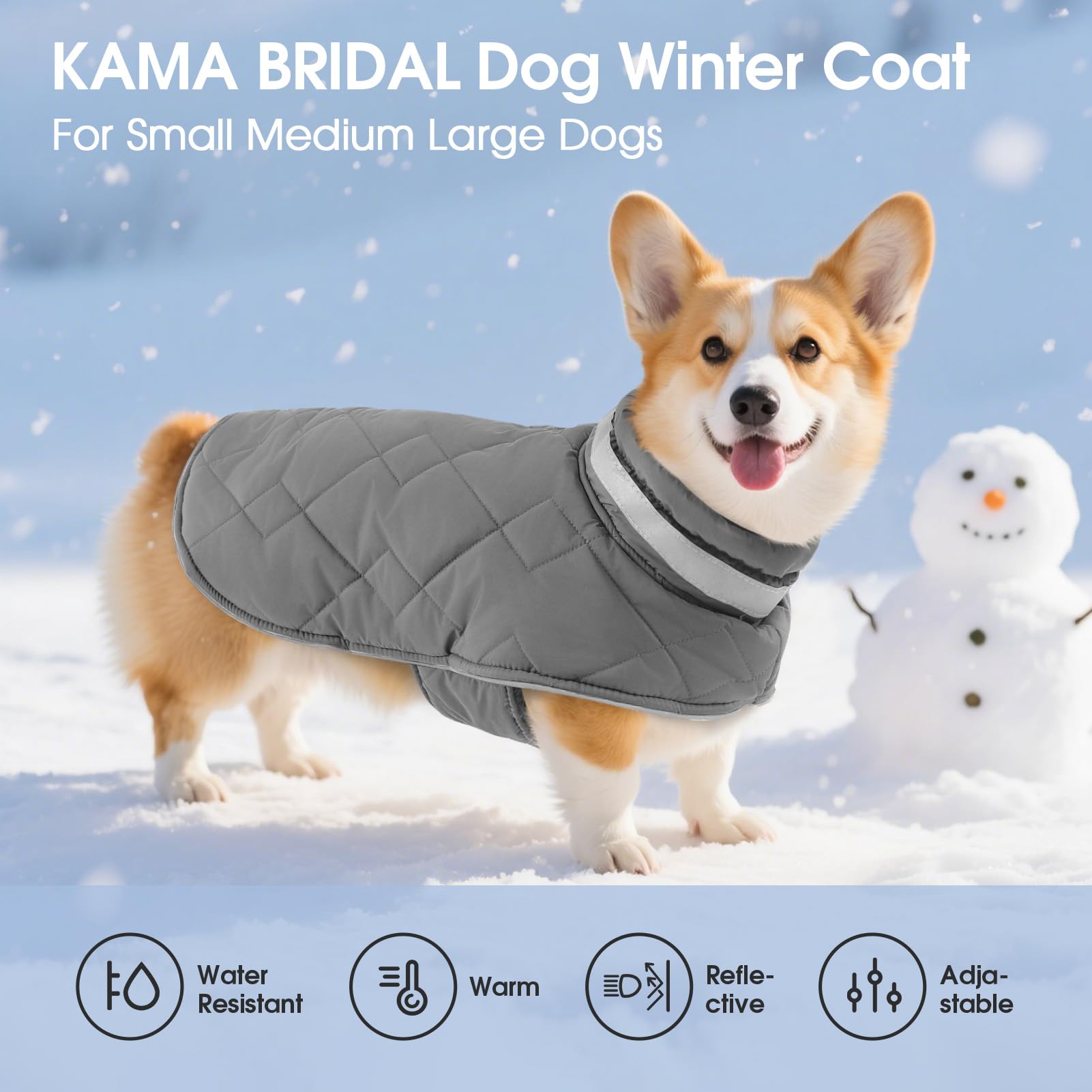 KAMA BRIDAL abrigo invierno para perro - cuello alto, mantiene el cuello protegido