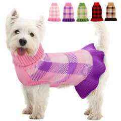 KAMA BRIDAL sueter-perro a cuadros, tejido suave para el frío.
