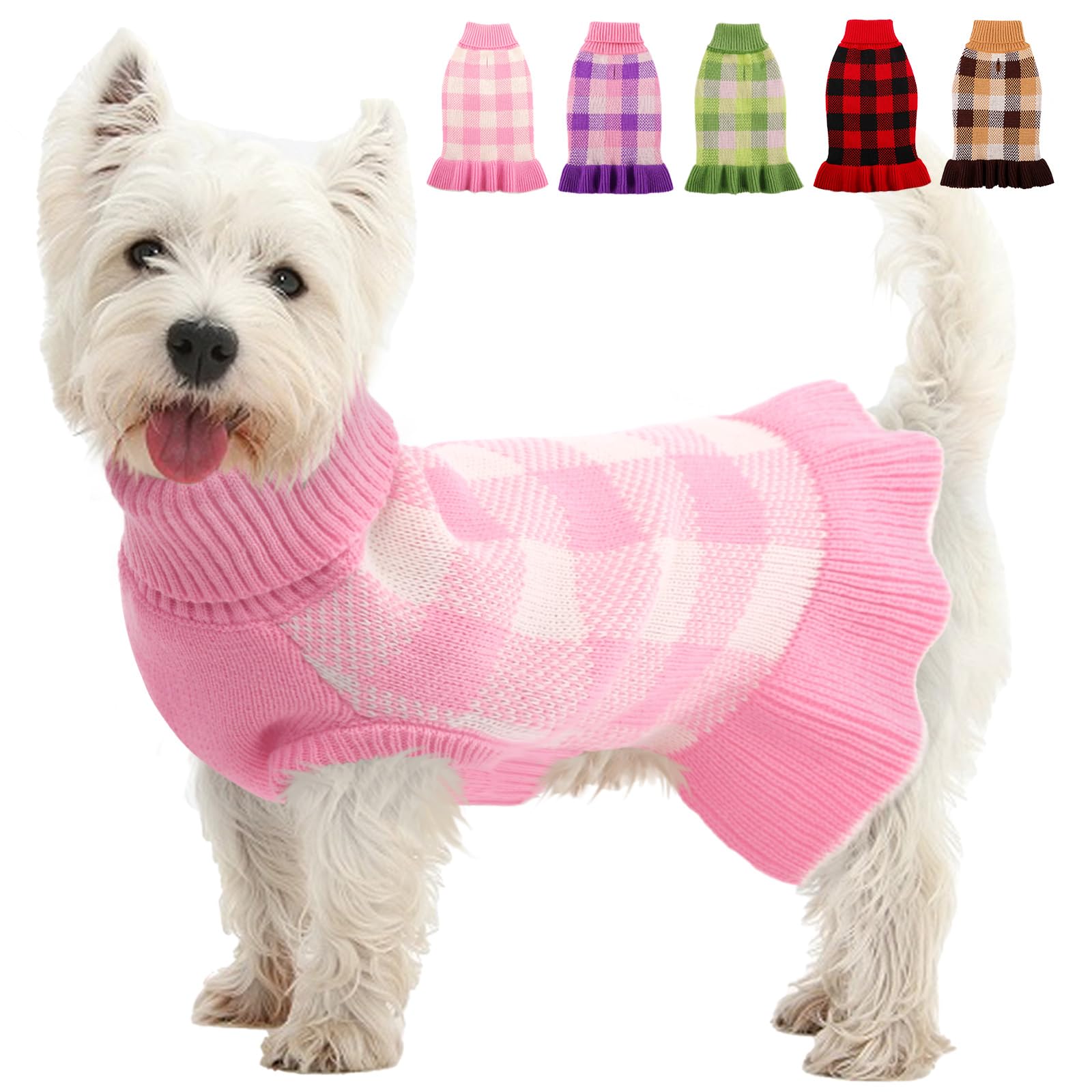 Kama Bridal suéter-perro vestido-cuadro-rosa para paseos con estilo