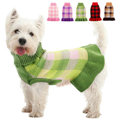 KAMA BRIDAL suéter para perro con cuadros verde, cómodo y cálido para paseos.