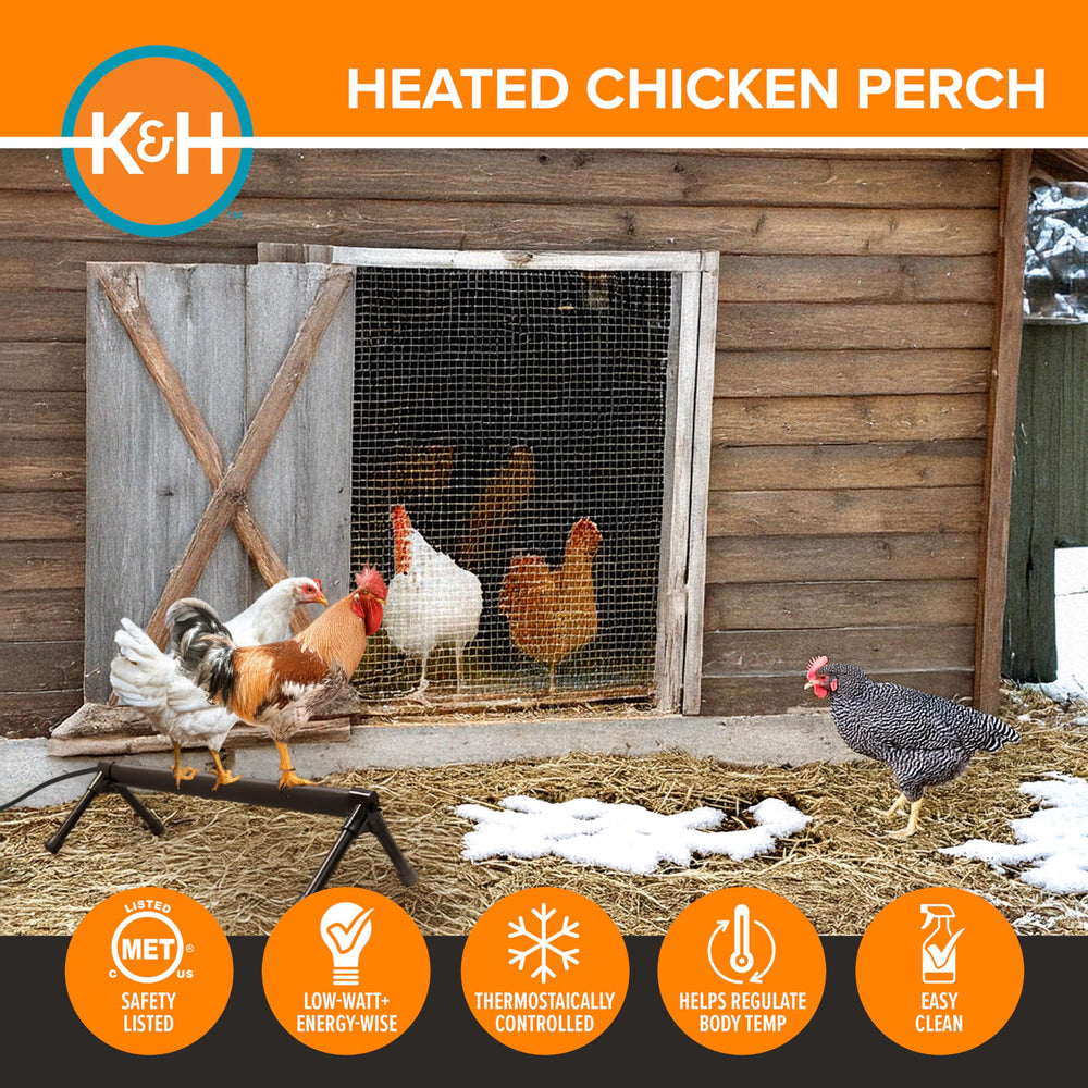 K&H Percha calefactable con control automático para uso día y noche.