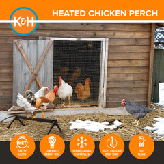 K&H Percha calefactable con control automático para uso día y noche.
