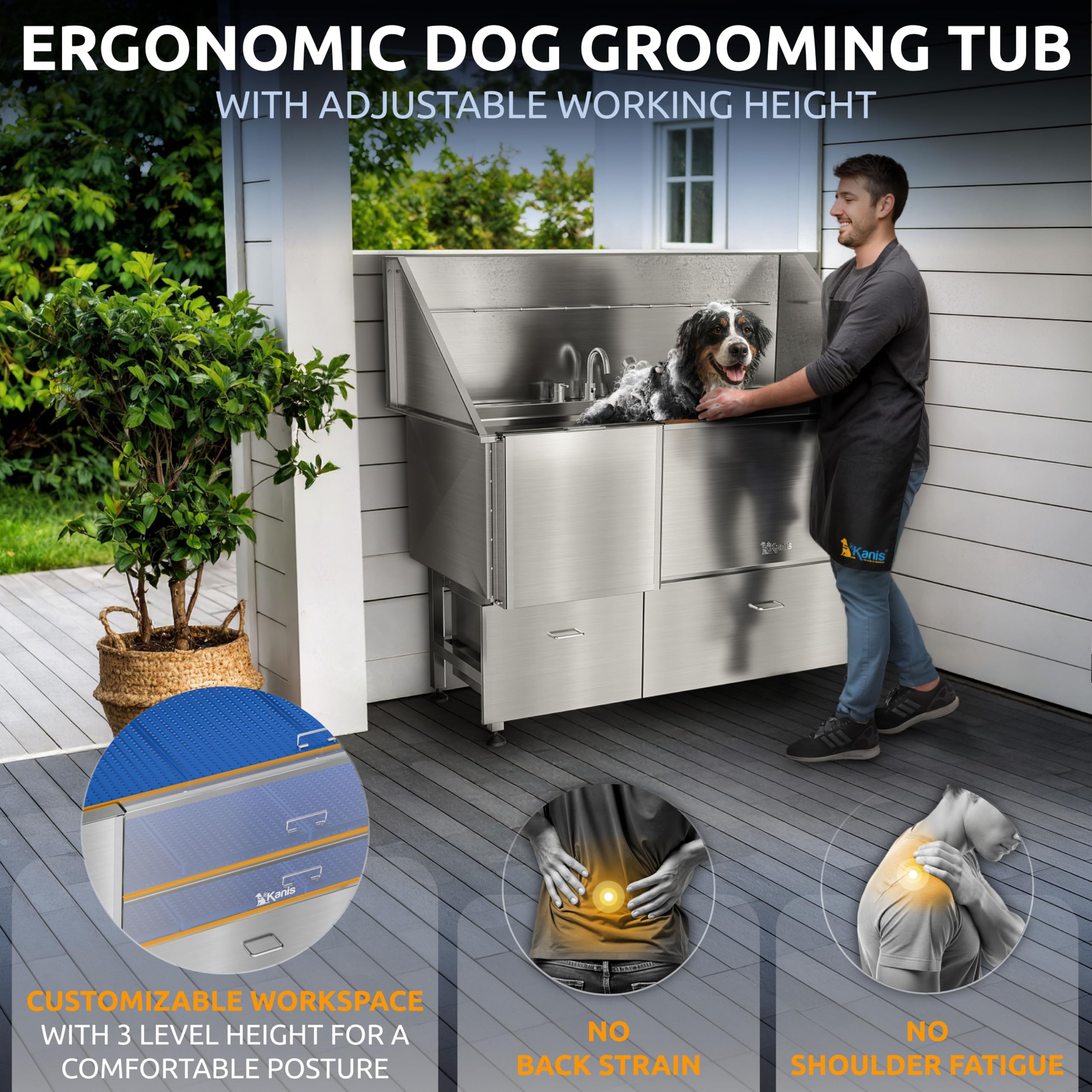 Rejilla de piso ajustable Kanis para postura cómoda.