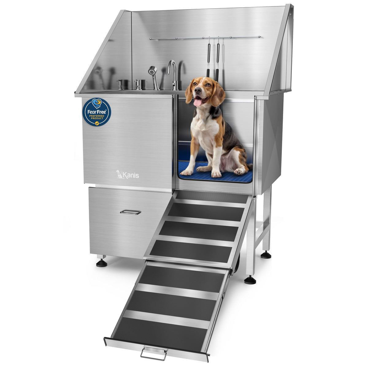 KANIS estación profesional de lavado para perros en acero 304, duradera y estable.