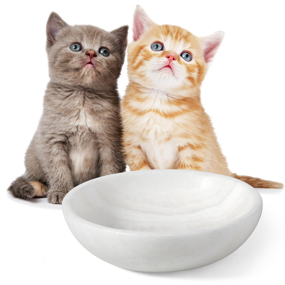 Cuenco Karibiber blanco de mármol para gato, elegante y duradero.