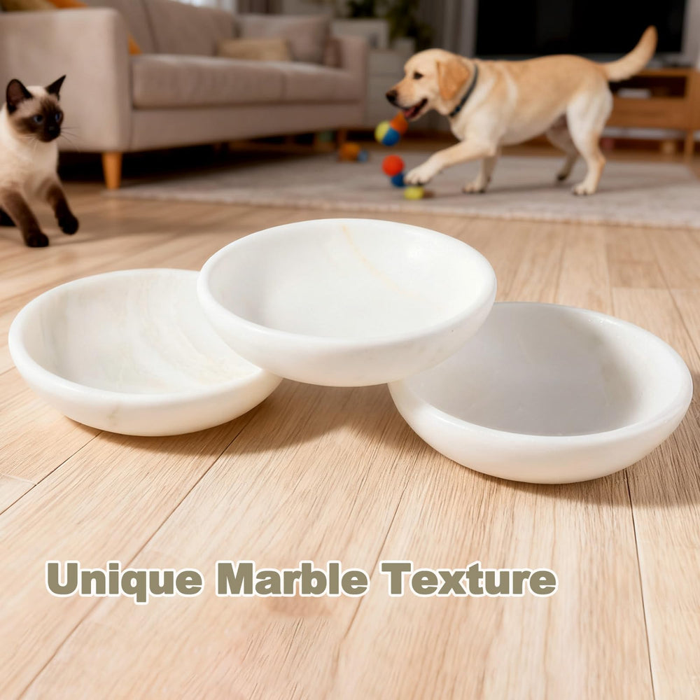 Cuenco Karibiber blanco de mármol para perro pequeño, cómodo para comer.