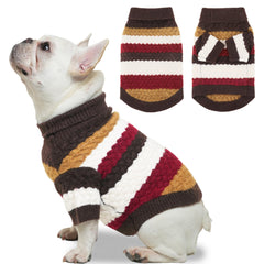 KAROKU suéter para perro punto trenzado con cuello alto mantiene caliente durante paseos invernales.