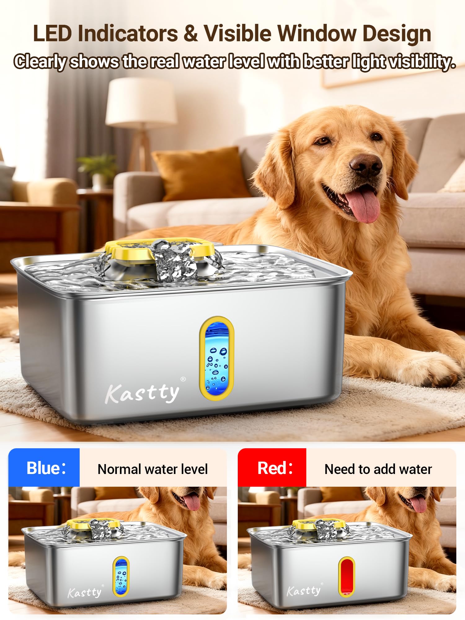Kastty gran capacidad de 15L para varios perros bebiendo a la vez.