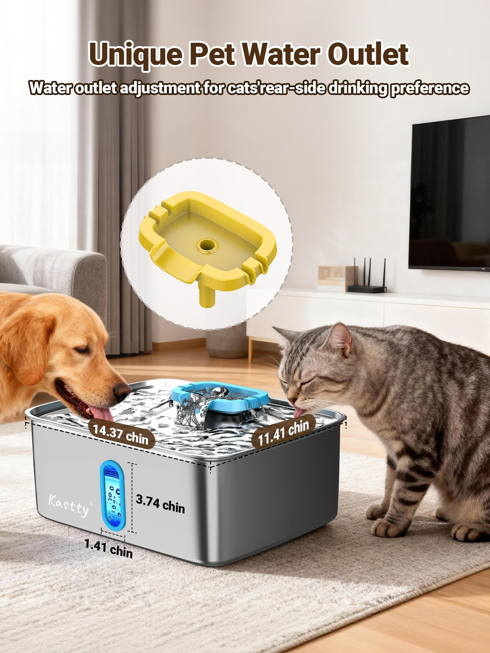 Gran capacidad de 15 L Kastty para múltiples mascotas.