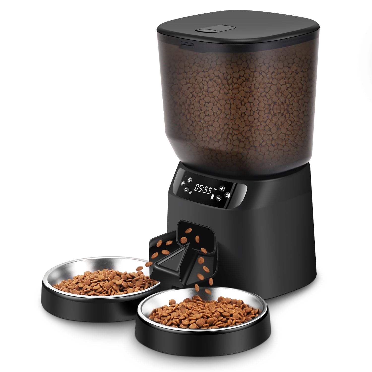 Katalic dispensador automático para dos gatos con distribución equitativa de comida.