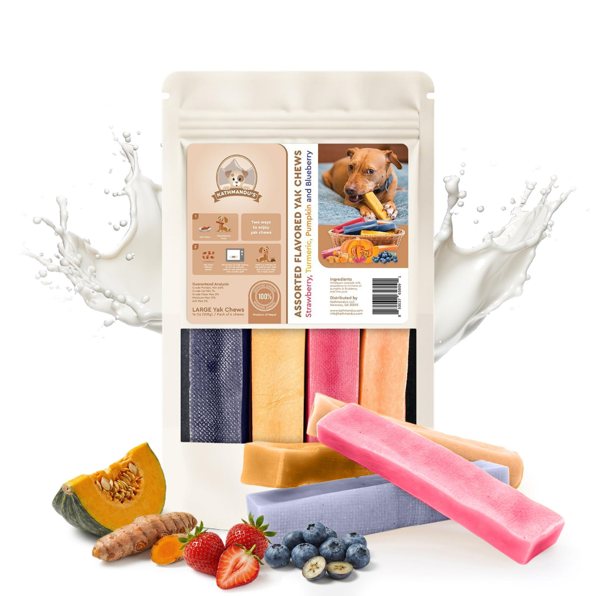 KATHMANDU'S masticables yak sabores mezclados para perros activos