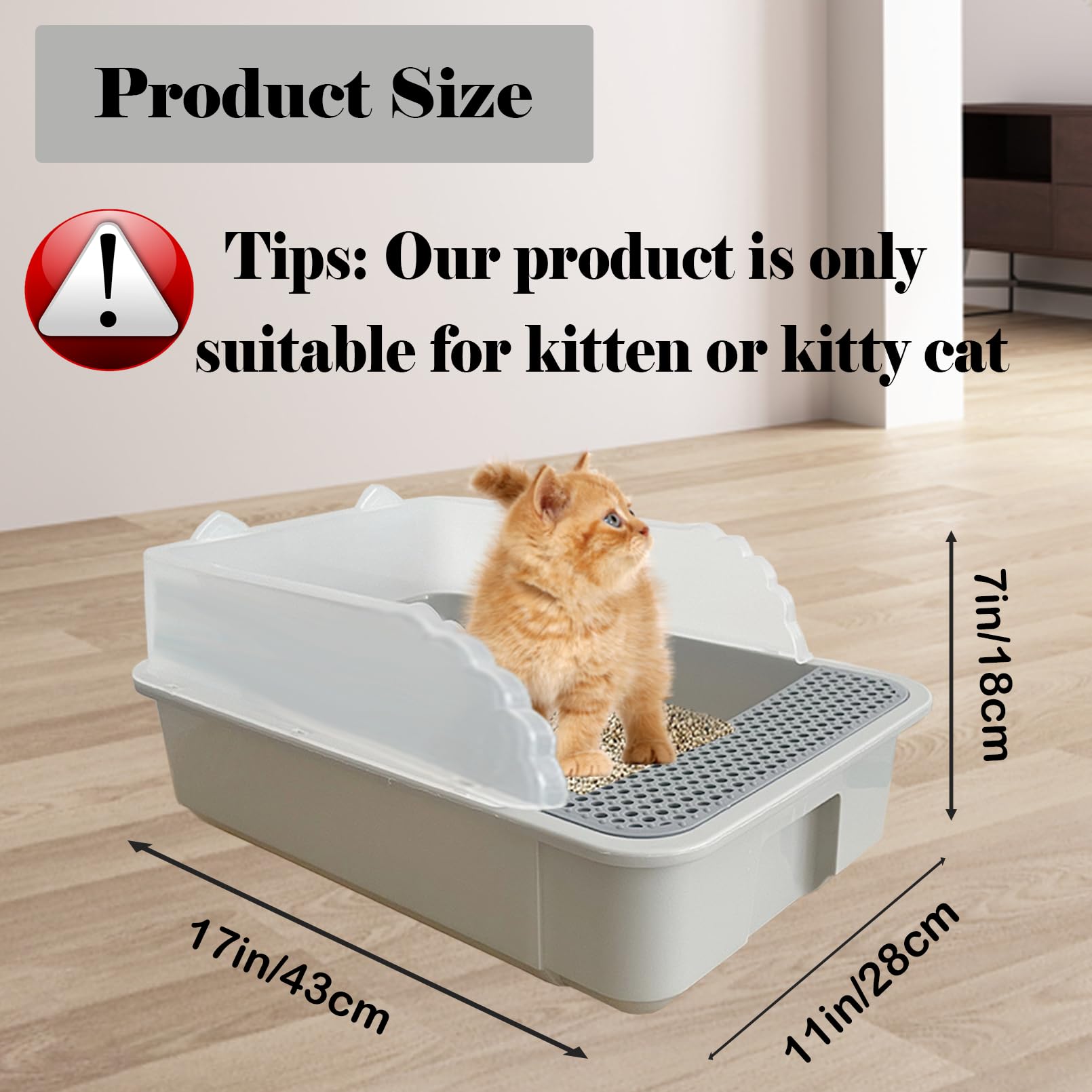 kathson caja de arena para gatitos de alta pared evita salpicaduras durante el uso.