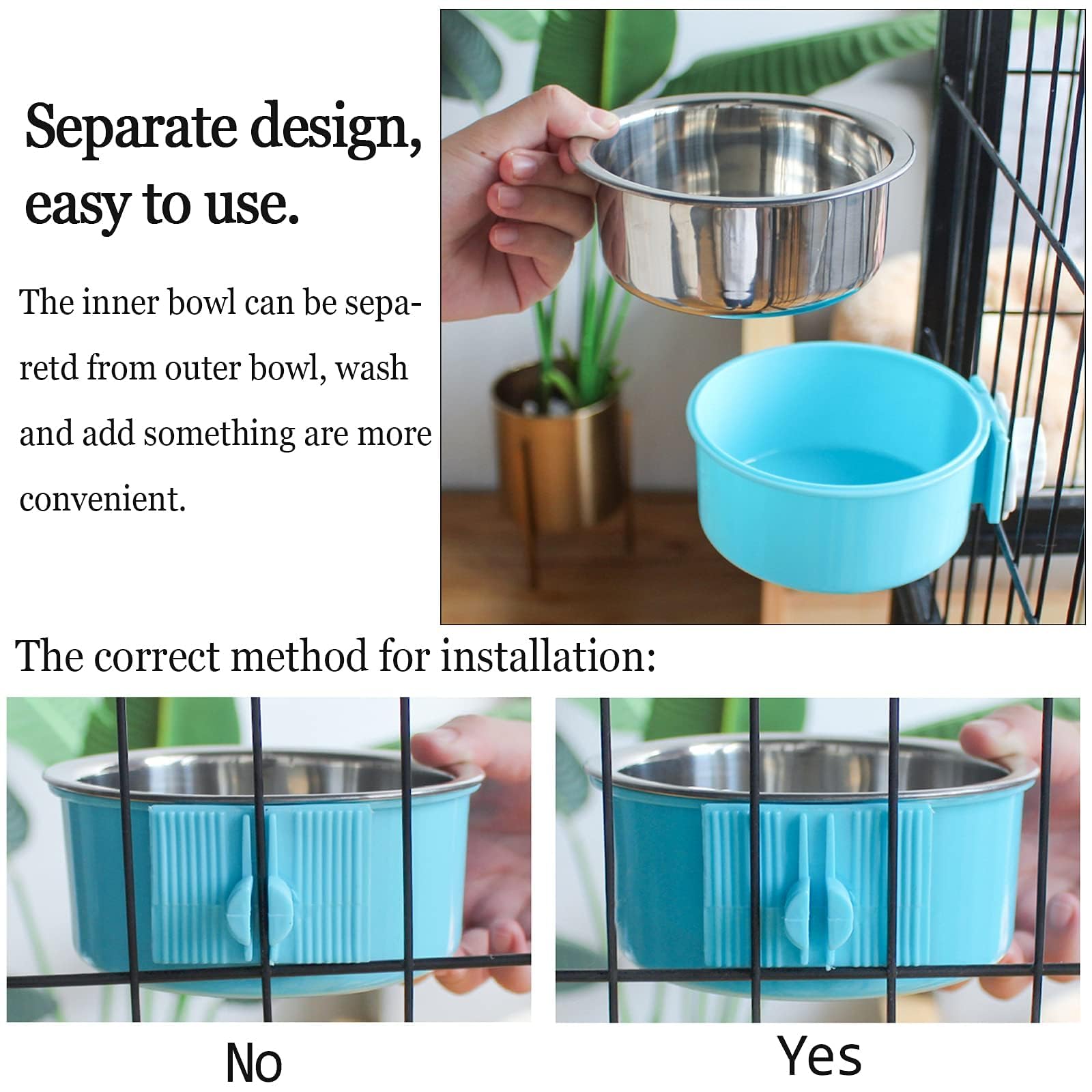 Limpieza fácil: cuenco de acero inoxidable desmontable