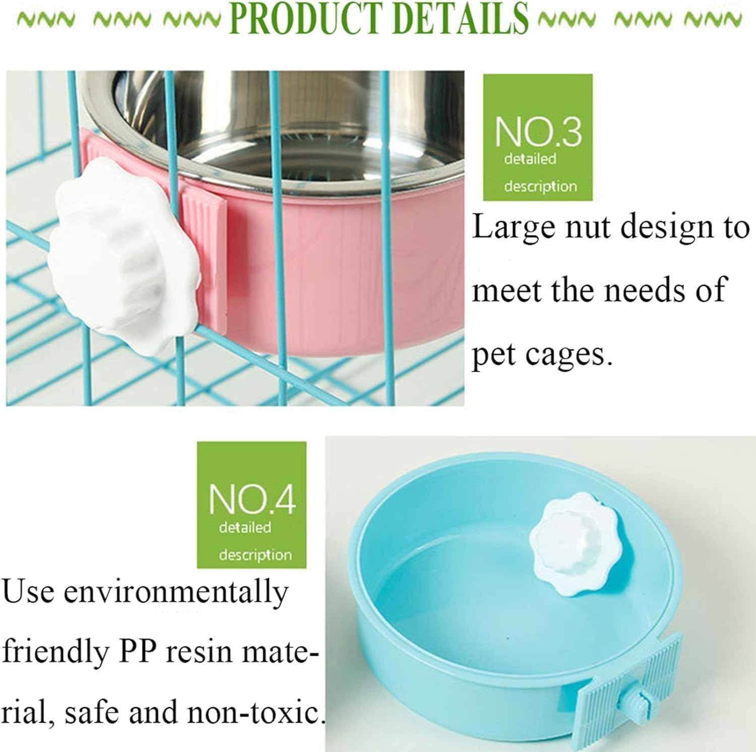 Kathson cuenco para jaula en verde, ideal para pequeños mamíferos y aves