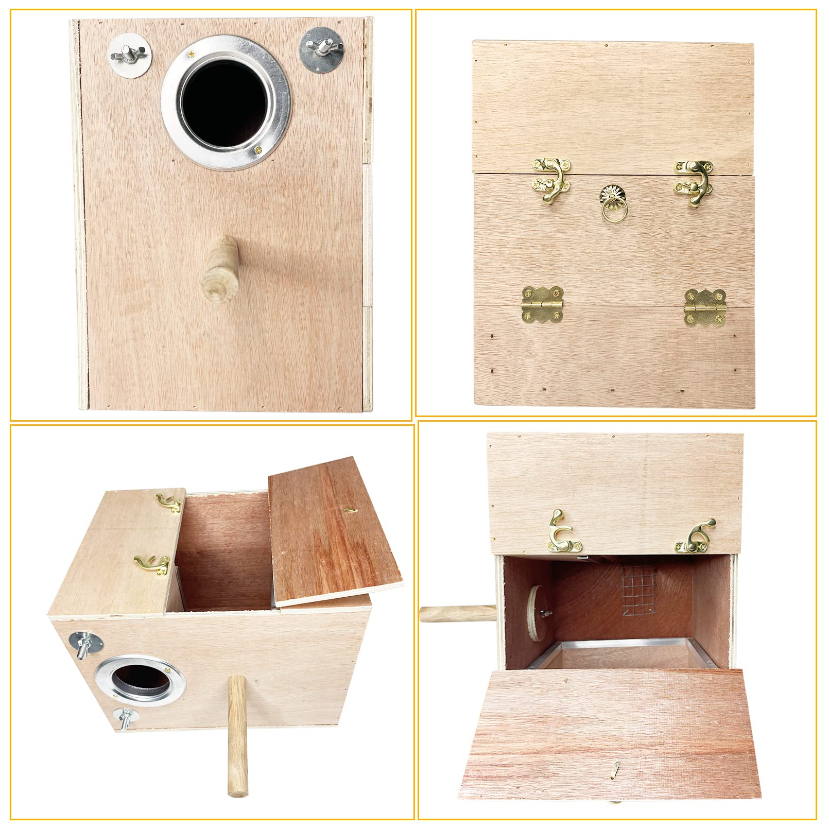 kathson diseño único con nido de madera para aves, detalle de construcción.