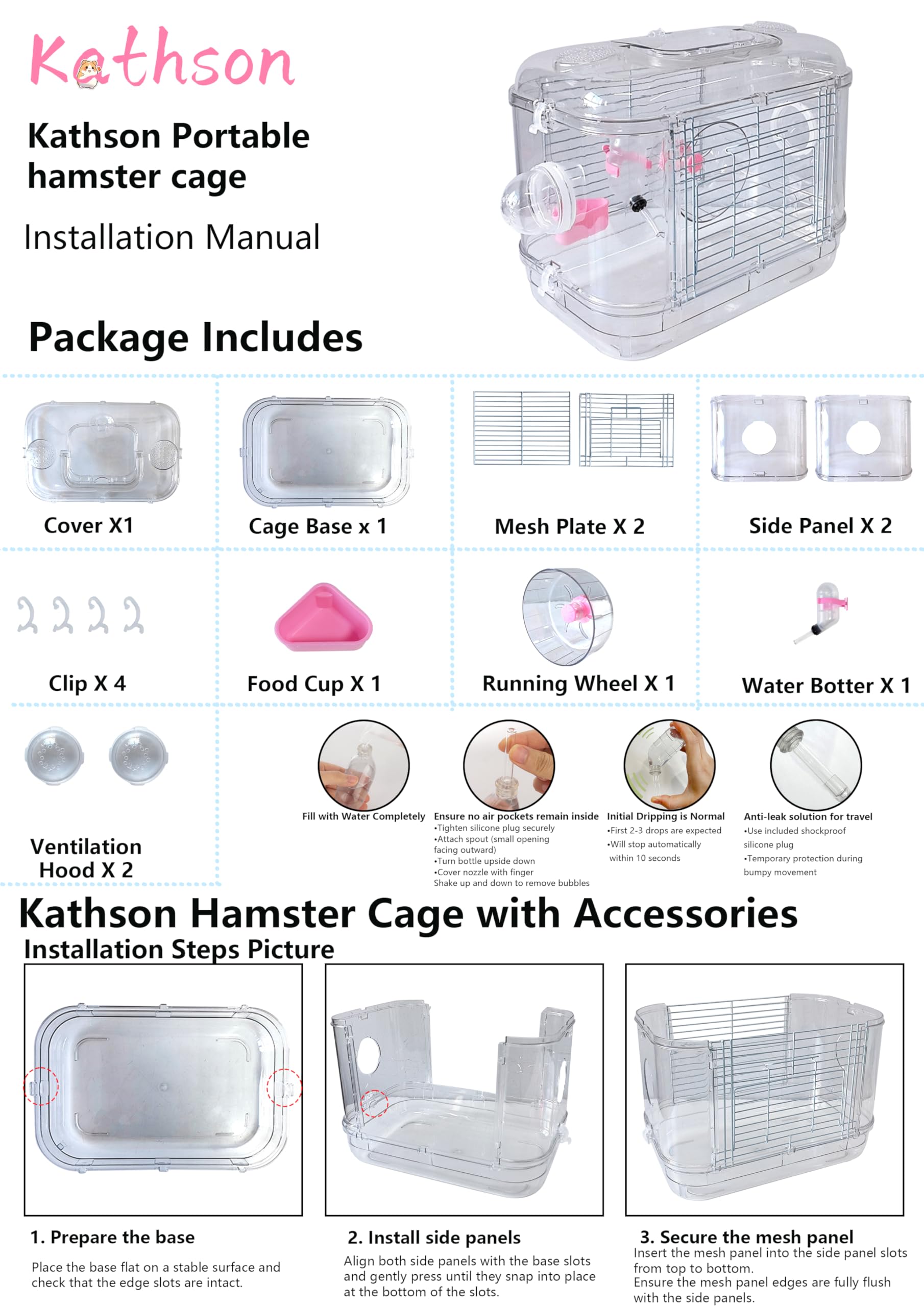Kathson jaula hámster, diseño transparente facilita observar el comportamiento del animal.