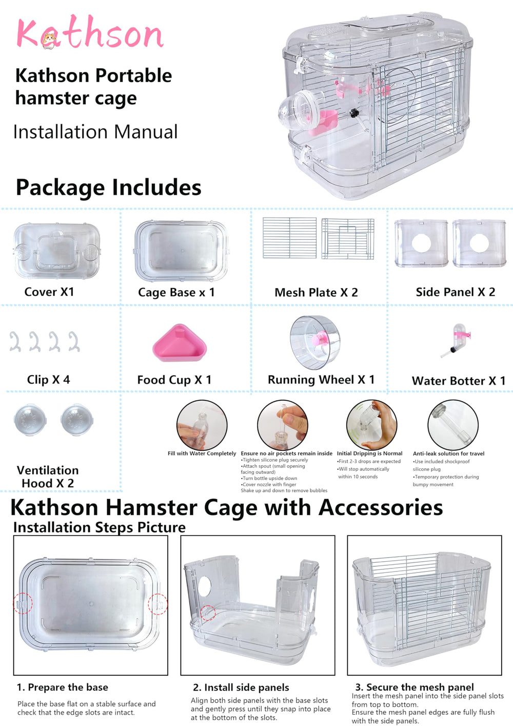 Kathson jaula hámster, diseño transparente facilita observar el comportamiento del animal.