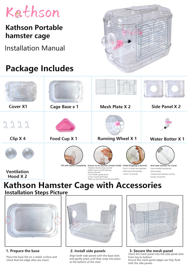 Kathson jaula hámster, diseño transparente facilita observar el comportamiento del animal.