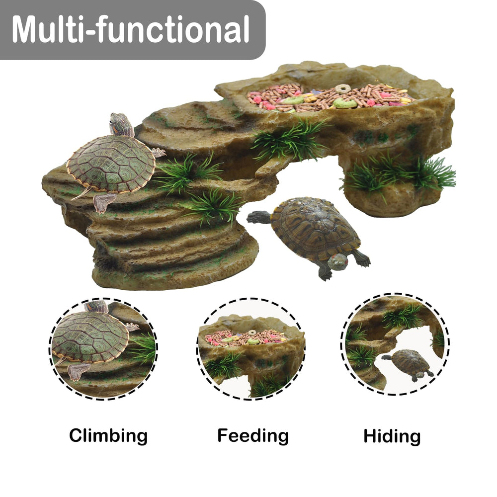  Kathson roca-resina rectangular para tortugas, aspecto natural para acuario realista.