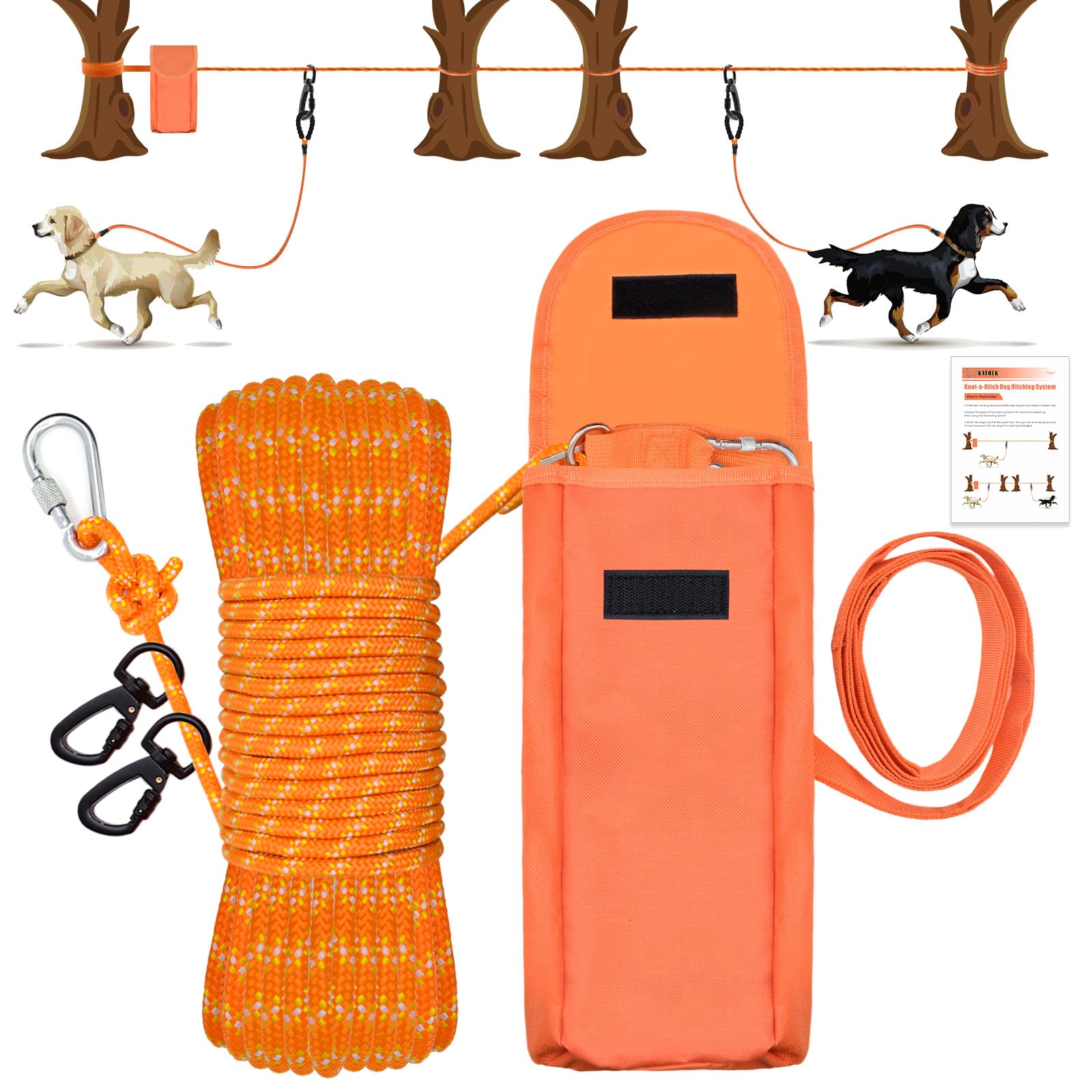 KATOLK cable de enganche con nudo para perros, alta visibilidad