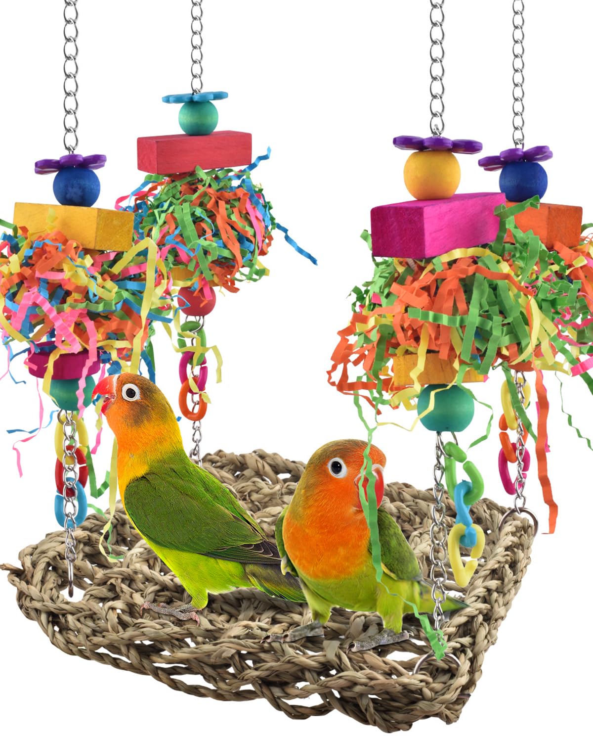 KATUMO columpio de hierba para aves, ideal para juego y descanso seguro.