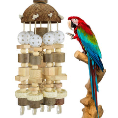 KATUMO Juguete para aves grandes con bloques de madera natural para masticar