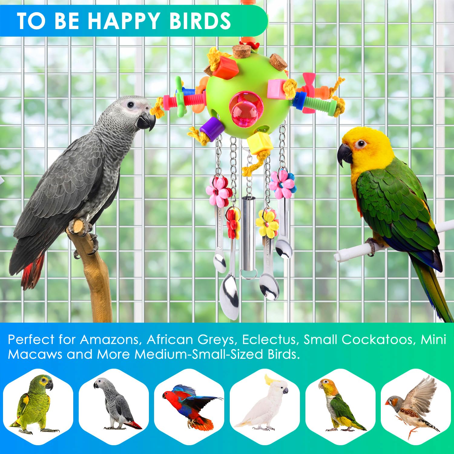 Katumo juguete para aves medianas, entretenimiento duradero