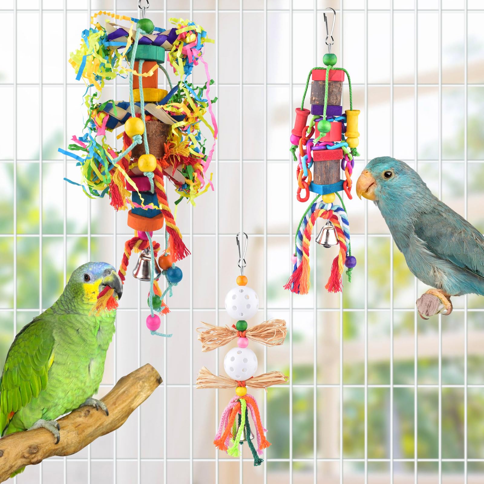 Katumo: juguete de campana crujiente para pájaros, estímulo auditivo suave.