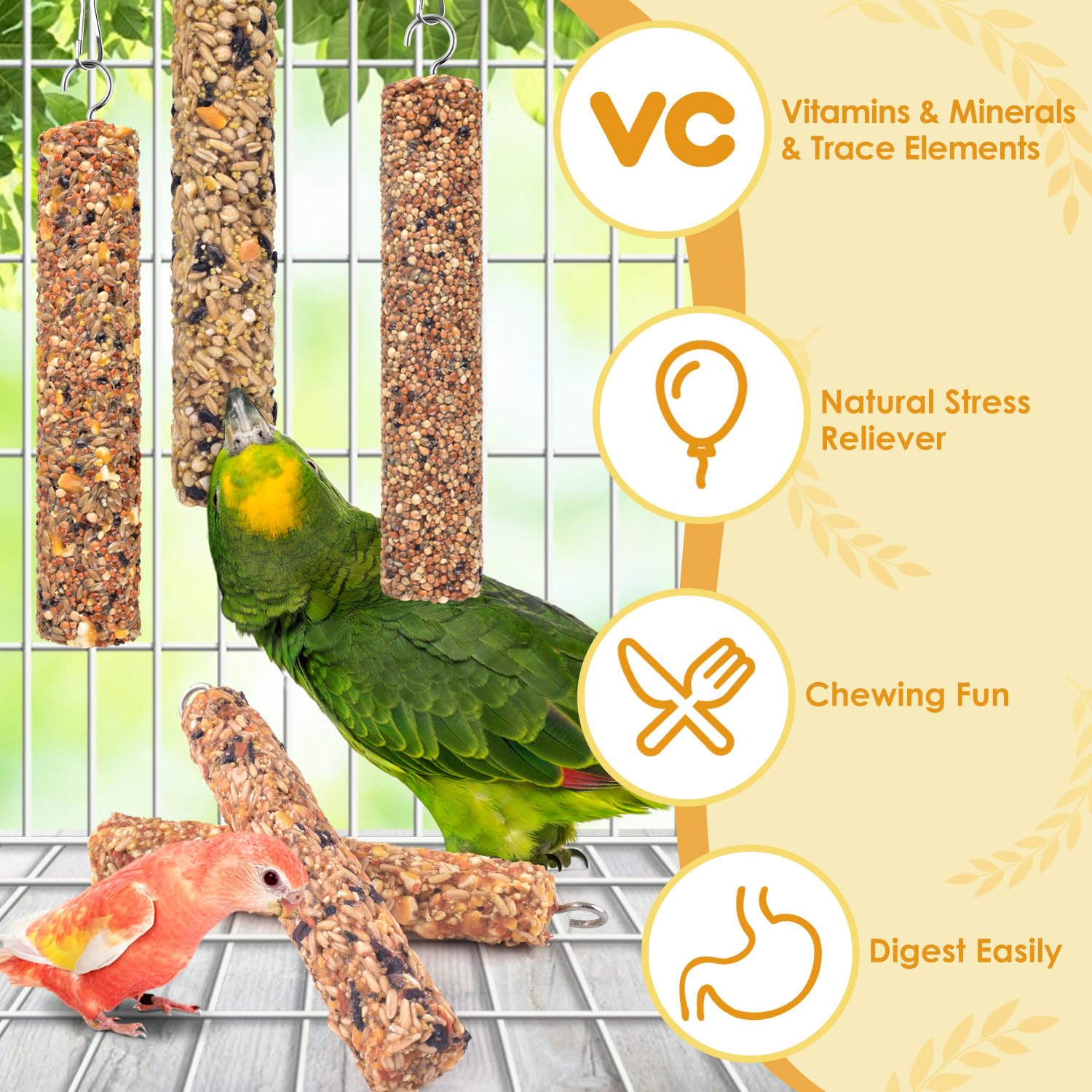 Katumo mezcla de sabores crujientes para aves, ideal para entrenamiento.