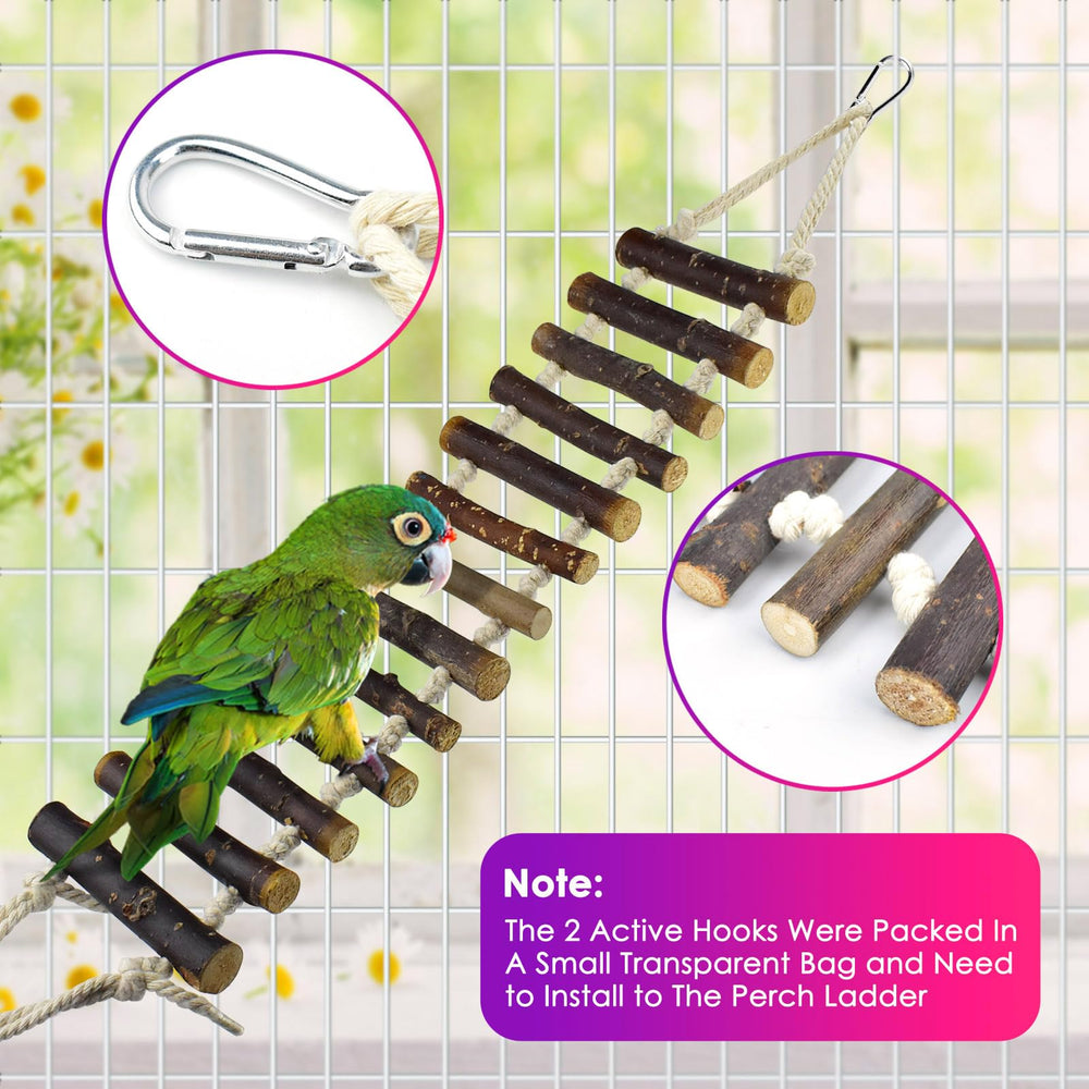 Katumo: percha de madera para aves, soporte estable y cómodo.