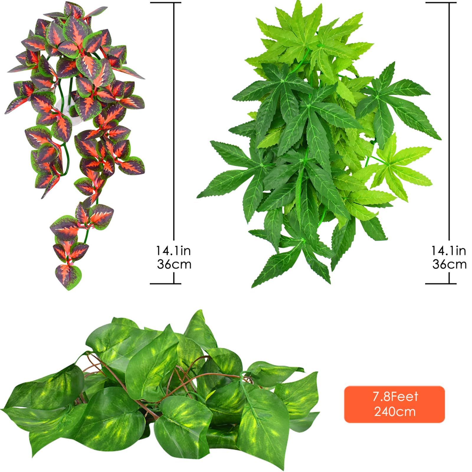 KATUMO plantas colgantes verdes con ventosa verde, ideal para esconderse y trepar.