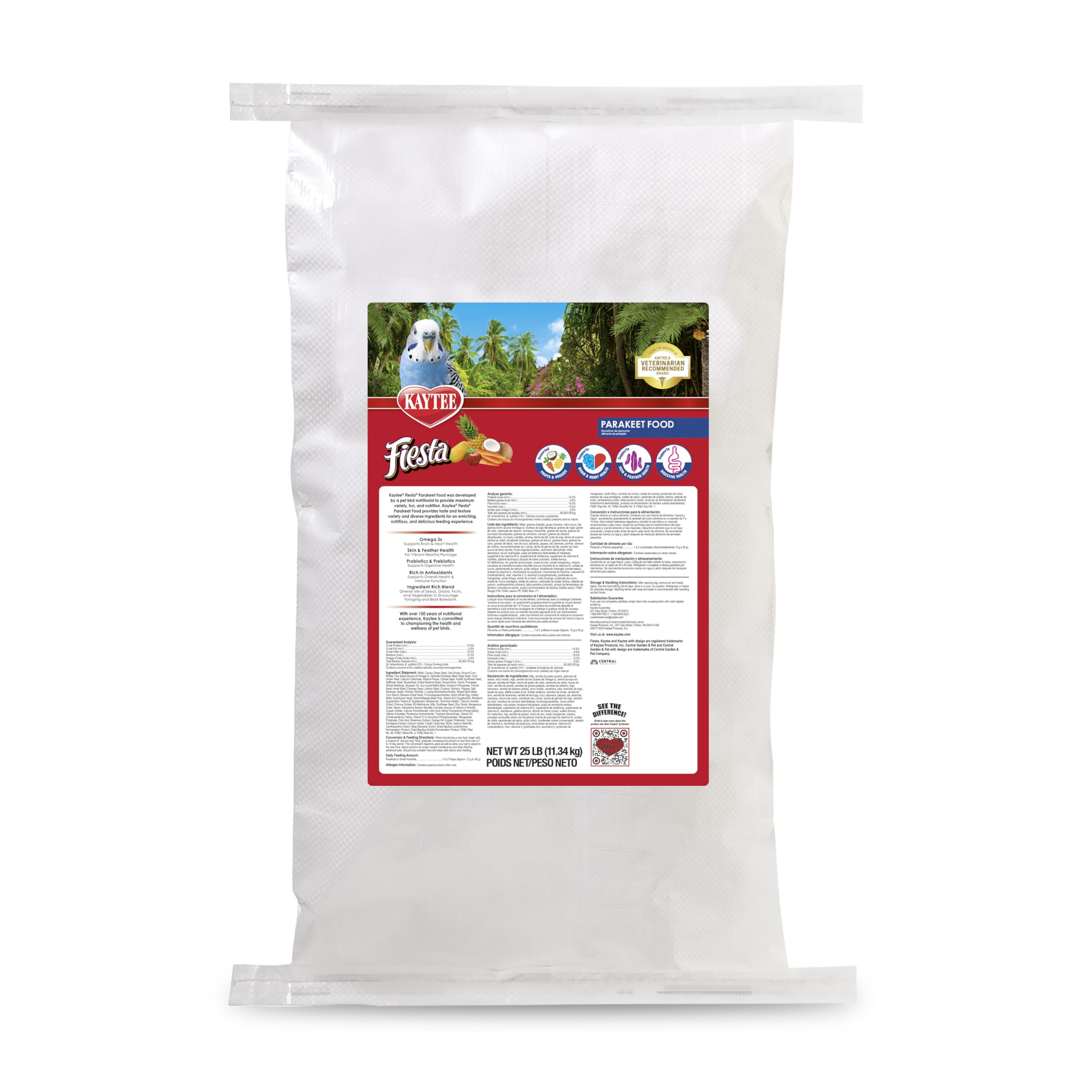 Kaytee Fiesta alimento para periquitos envase, variedad nutritiva para gusto diario