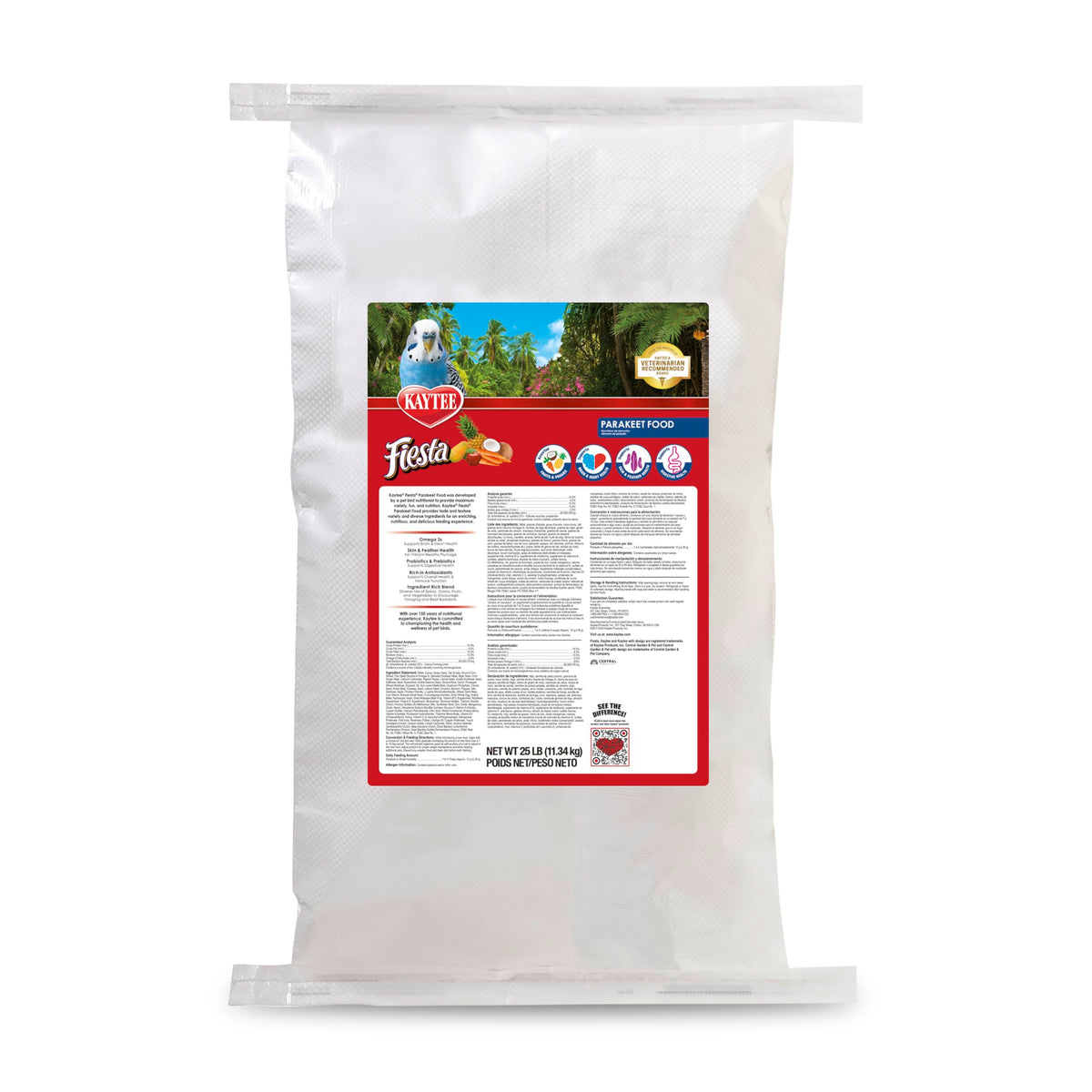 Kaytee Fiesta alimento para periquitos envase, variedad nutritiva para gusto diario