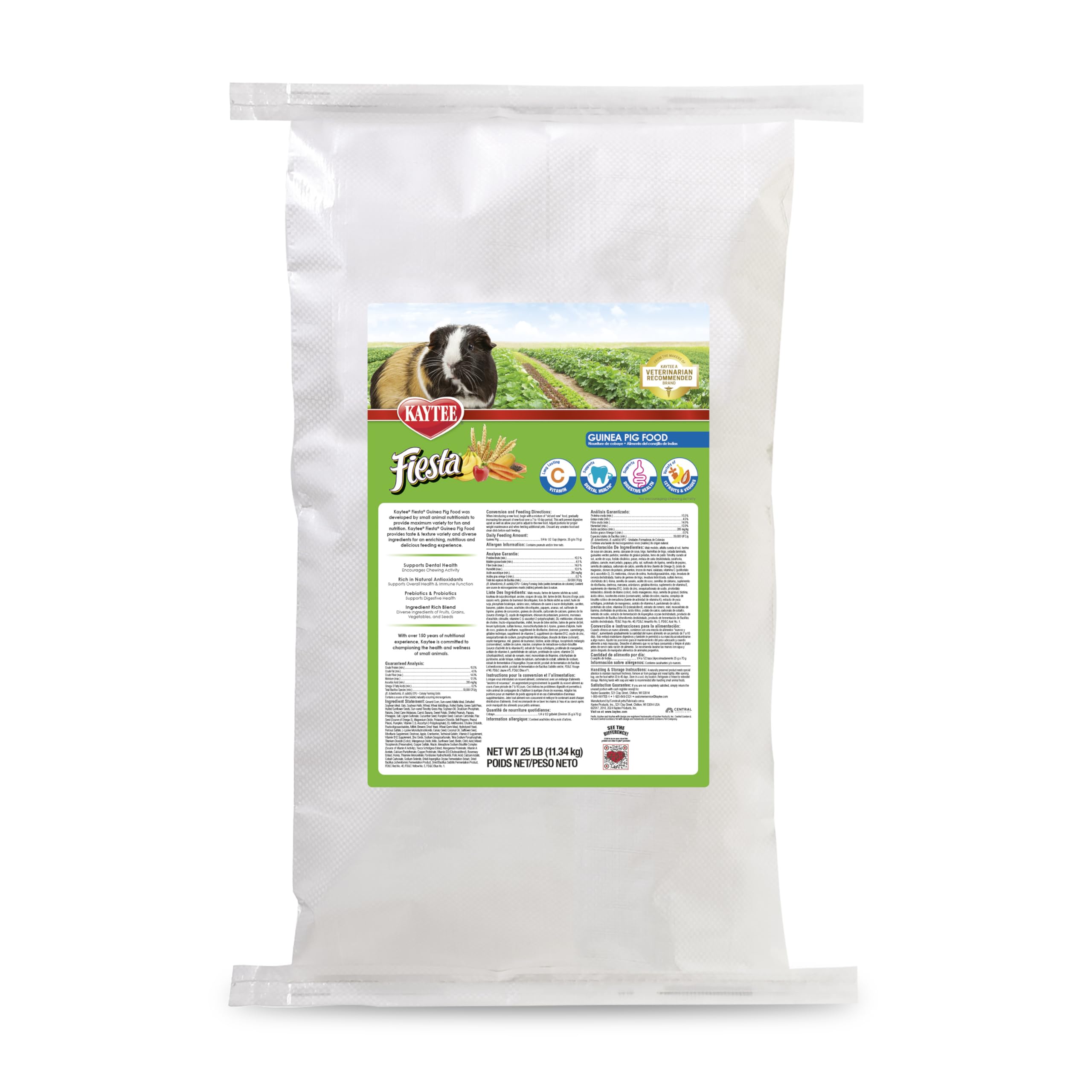 Kaytee Fiesta para cobayas con variedad de formas y texturas para estimular su curiosidad al comer