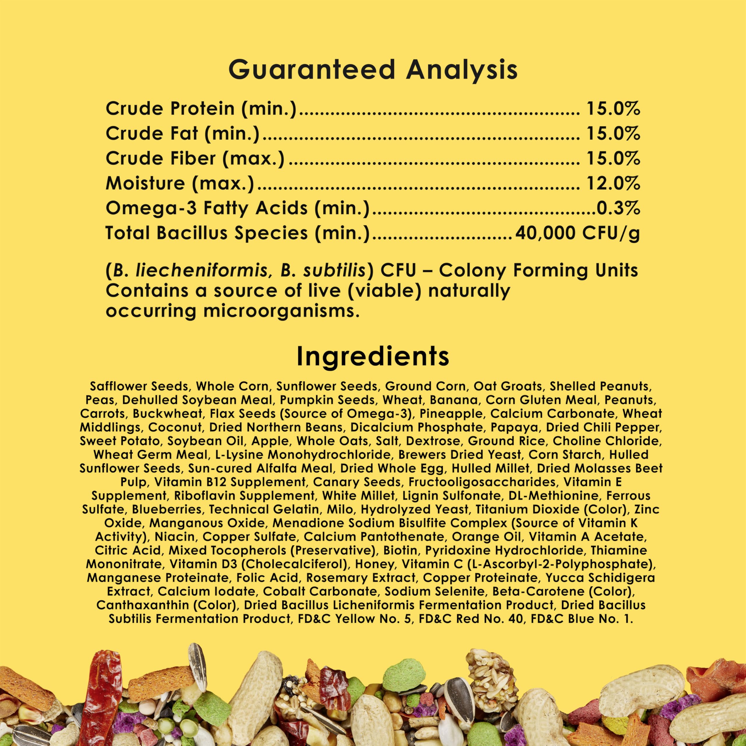 Kaytee Fiesta: sabores-tropicales-pina-zanahoria-coco, mezcla atractiva de frutas y verduras