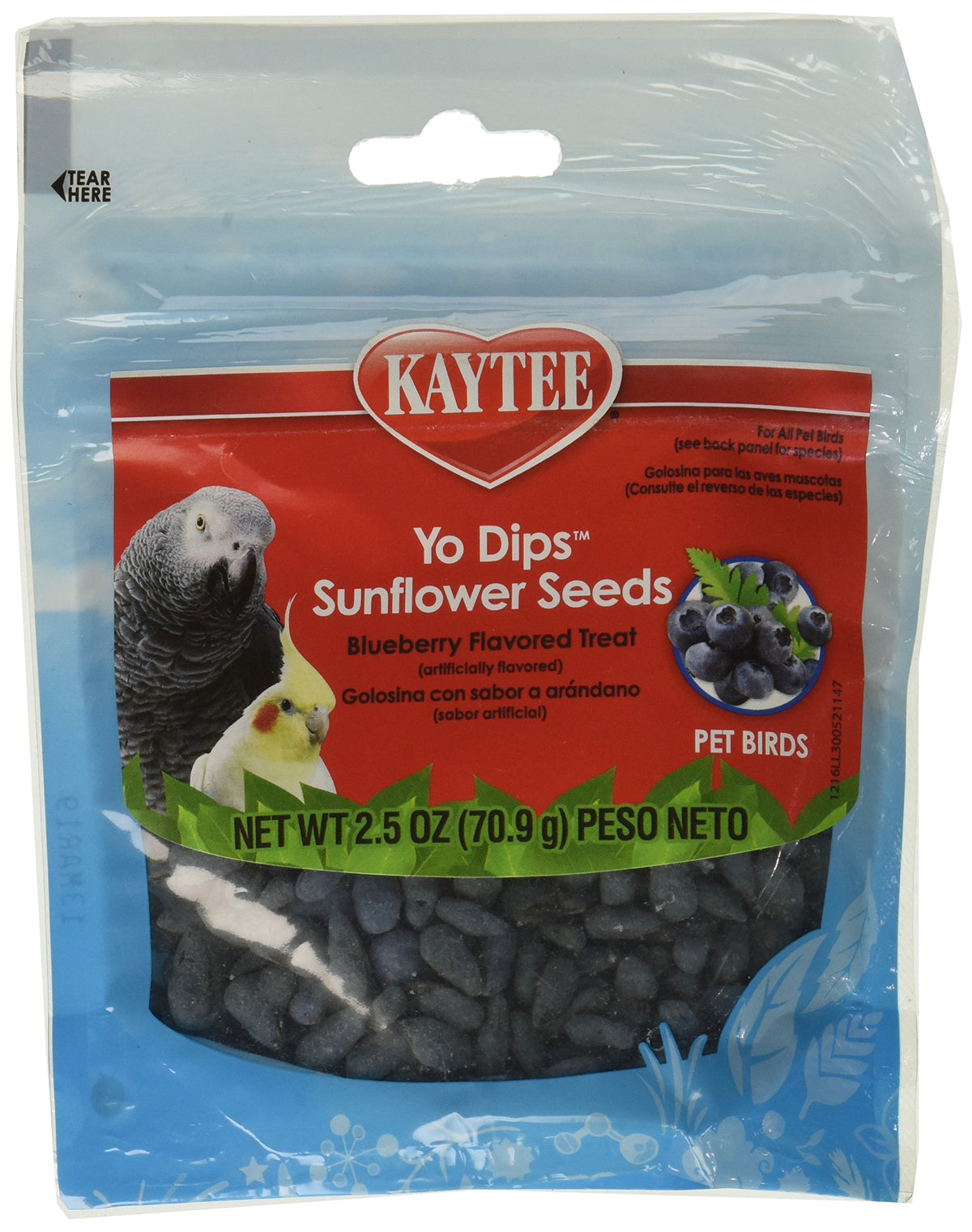 Kaytee Fiesta: semillas de girasol con yogur arándano para aves, recompensa sabrosa