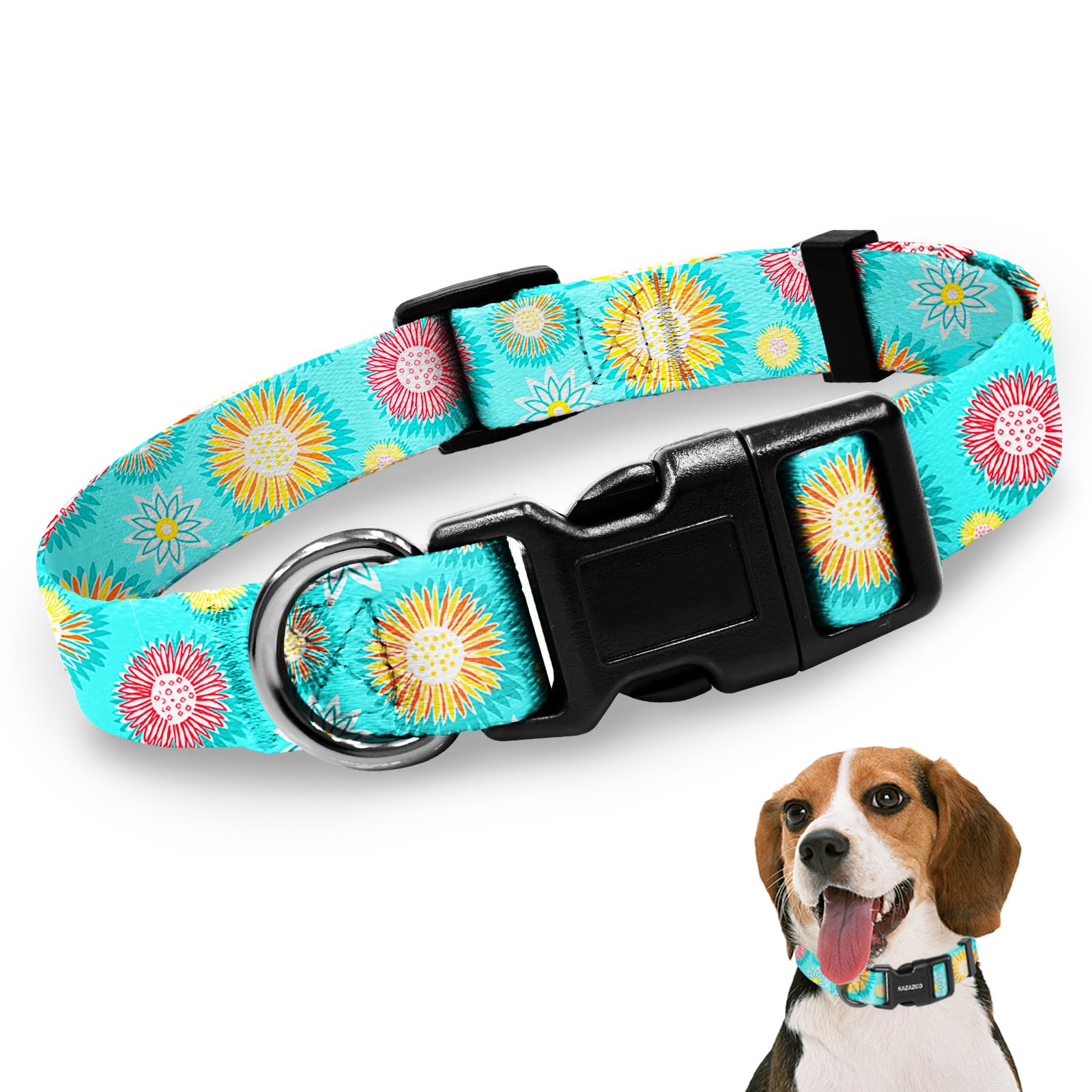 Kazazoo collar para perro, vista frontal, ligero y cómodo para paseos.