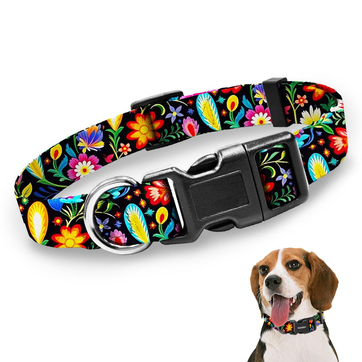 Kazazoo collar de nylon suave con estampa tropical para perros