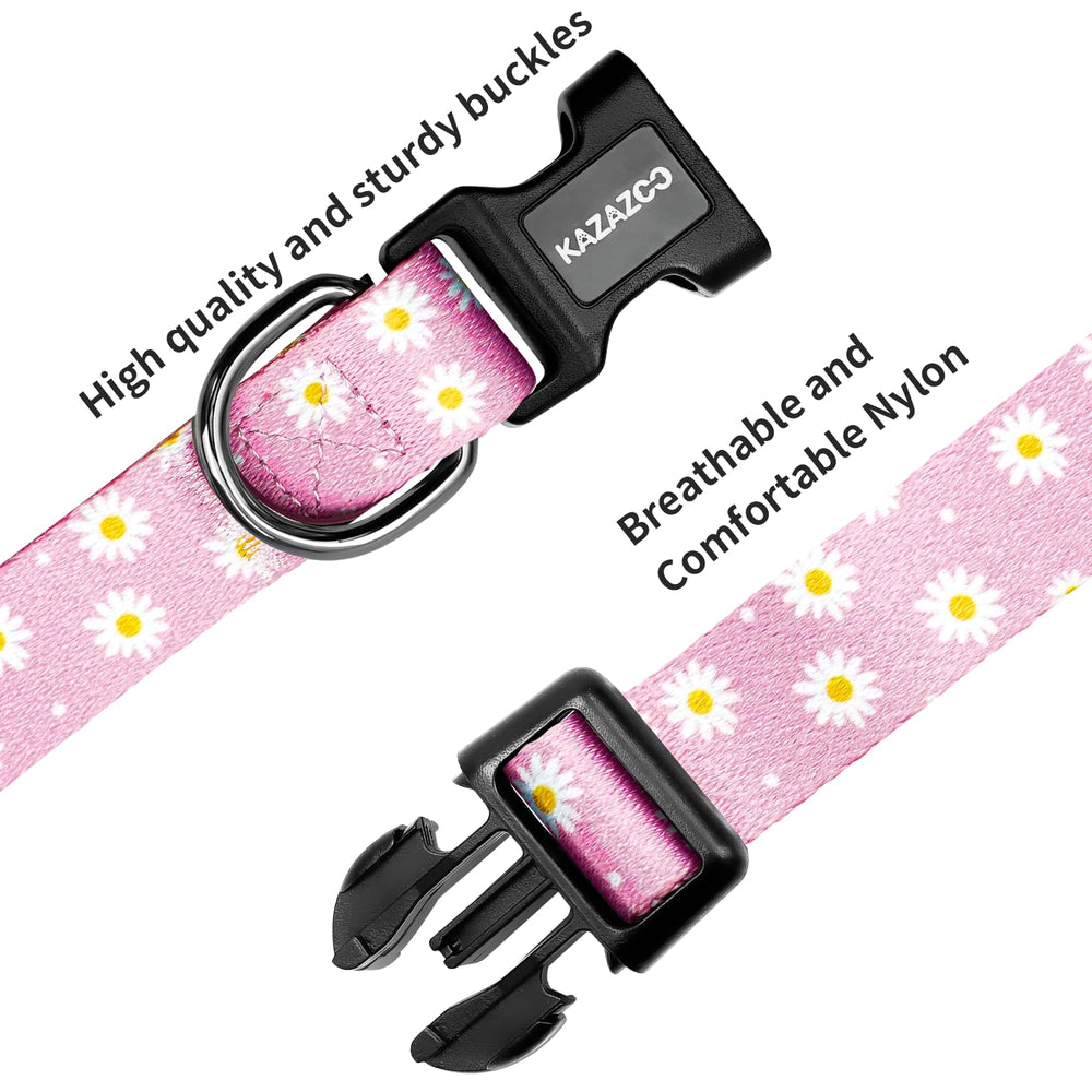 Collar Kazazoo rosa Daisy, fibra sintética suave, piel sensible.