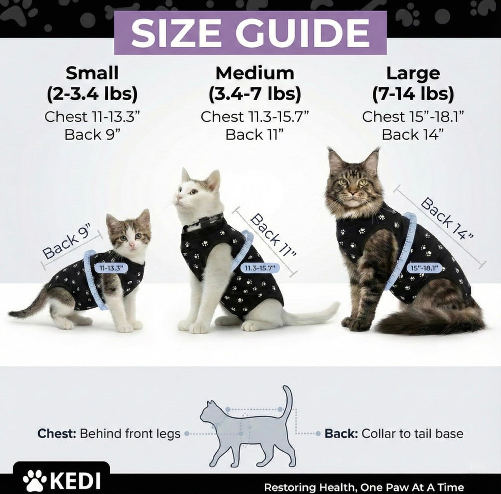 Kedi Cats Solutions, diseño para torso, protege la herida sin cubrir genitales femeninos