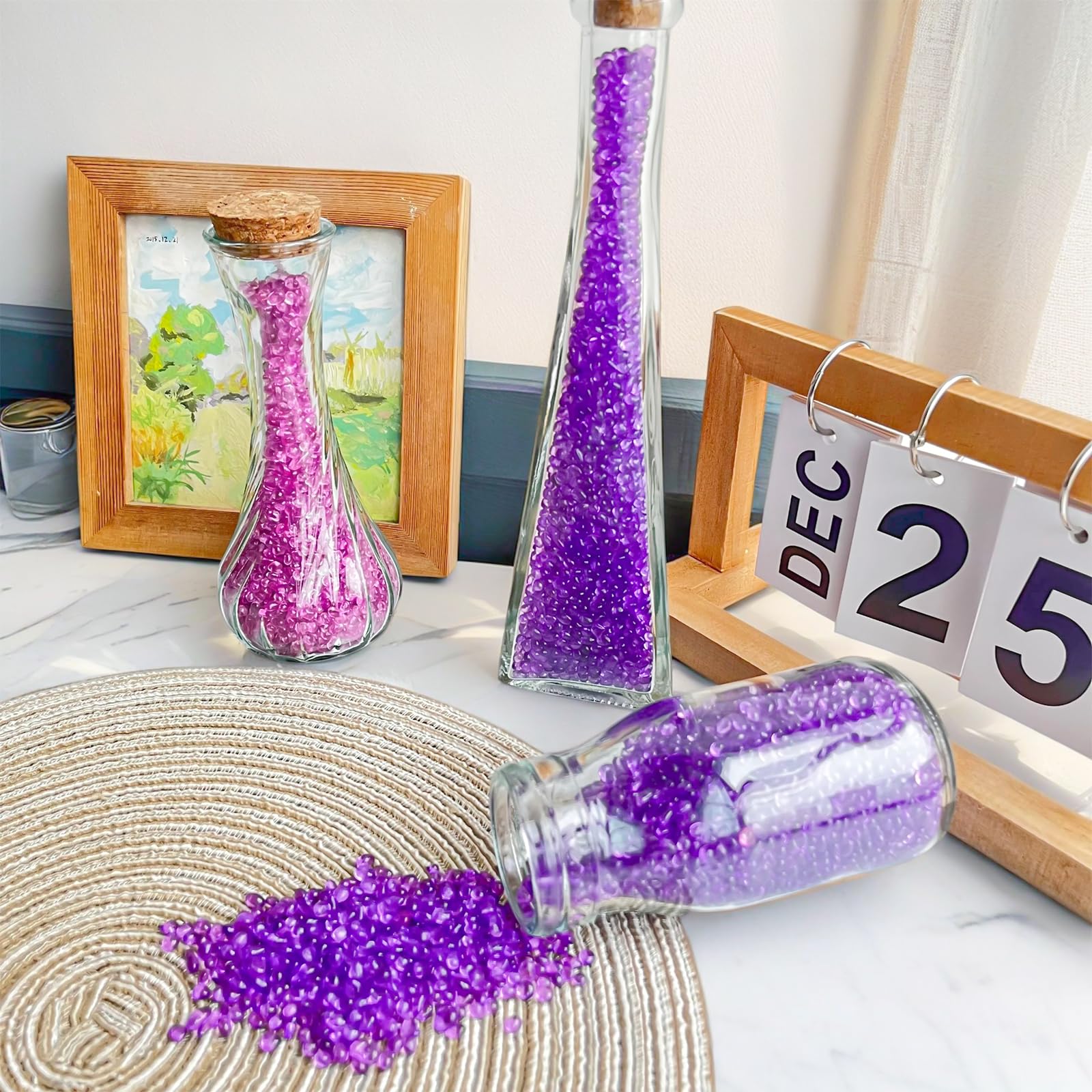 Keedolla piedras para plantas suculentas decoracion con vidrio morado y estilo