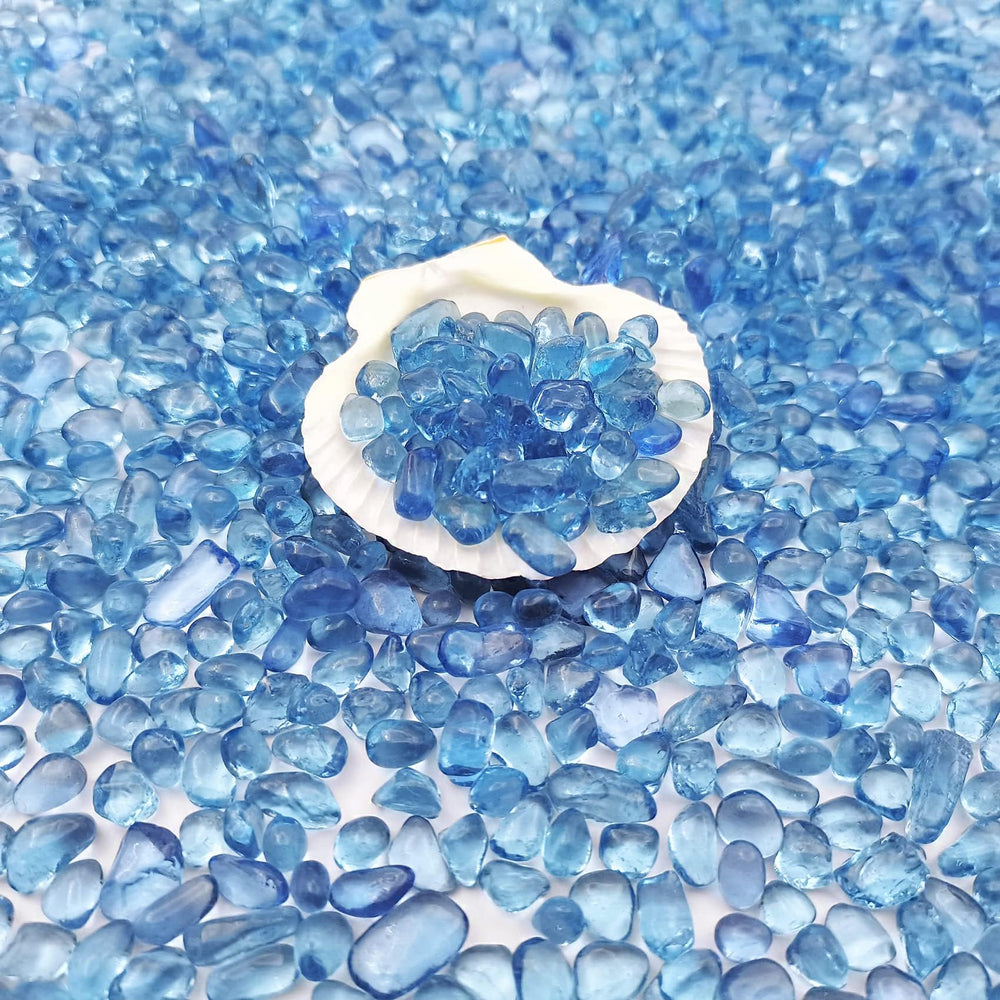Piedras Keedolla de vidrio azul marino para acuario, seguras y duraderas.