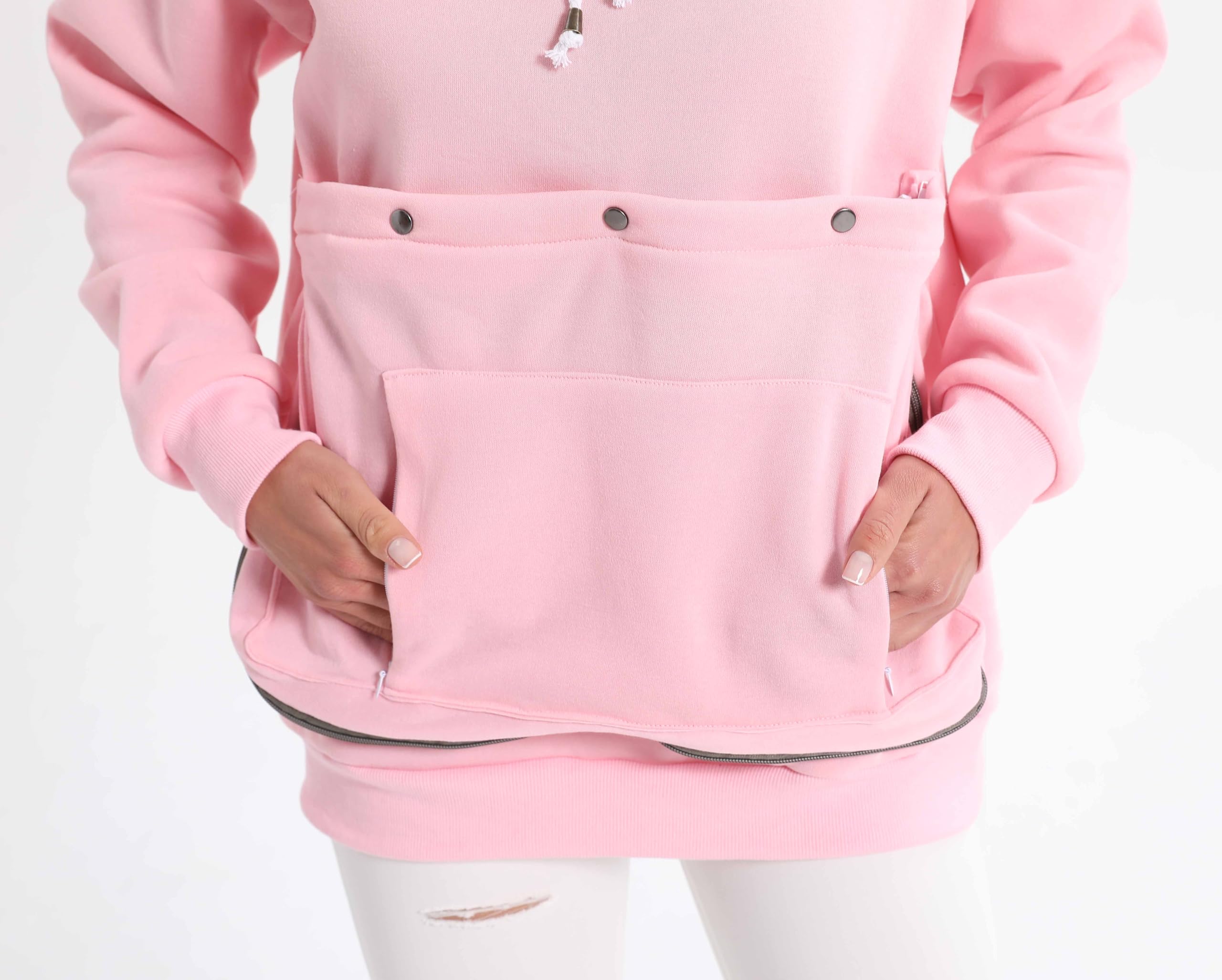 Kei Tomlison Pouch Hoodie bolsillo extendible, admite mascotas un poco más grandes.