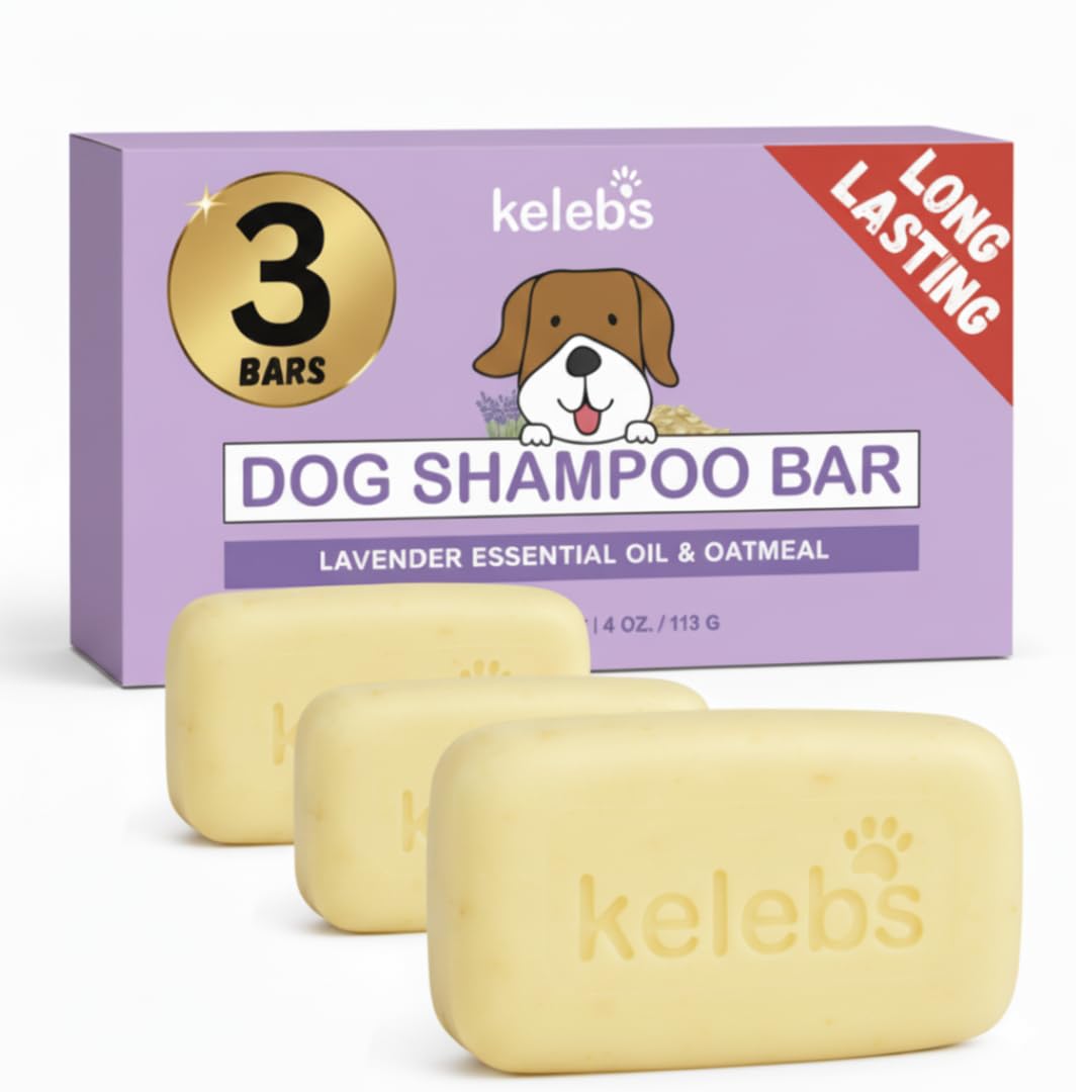 KELEBS champú en barra para perro, lavanda y avena, calma el pelaje y la piel.