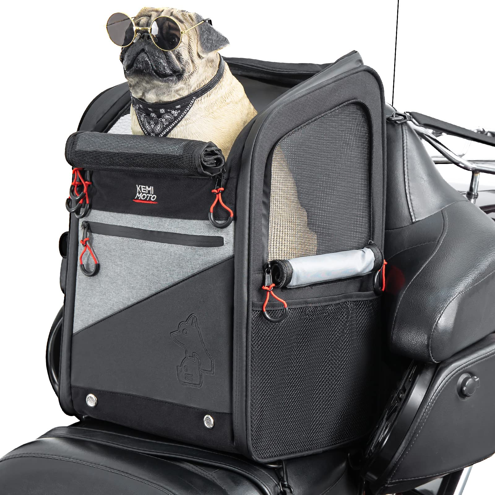 KEMIMOTO mochila para perro en moto con anticierre, seguridad mejorada.