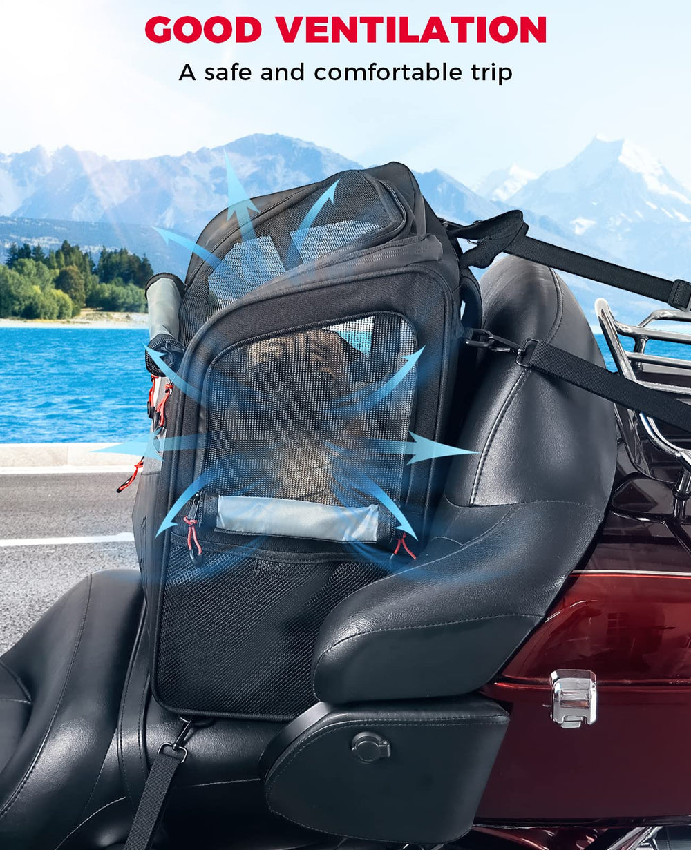 KEMIMOTO mochila para perro en moto, seguridad interna para evitar escapes.