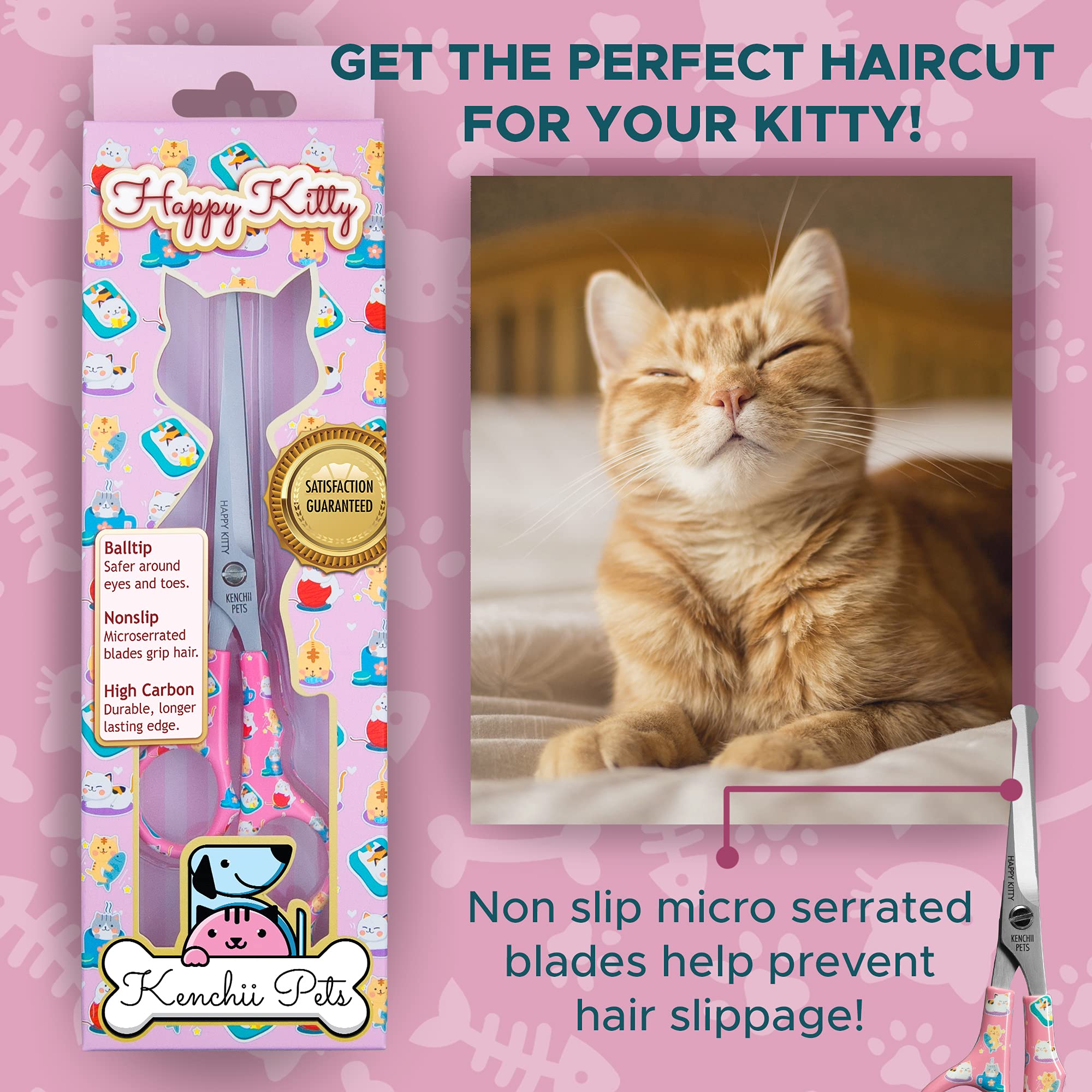Kenchii Happy Kitty Ball Tip: acero inoxidable duradero para uso diario en casa